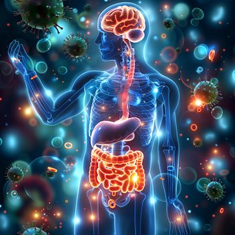 Gehirn, Darn und Immunsystem sind eng miteinander verbunden. Gehirn, Darn und Immunsystem sind eng miteinander verbunden.